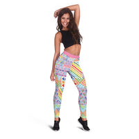 Aotearoa Kowhaiwhai Taniko Patchwork Rainbow Motifs Leggings