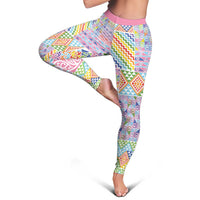 Aotearoa Kowhaiwhai Taniko Patchwork Rainbow Motifs Leggings