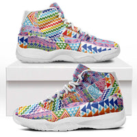 Aotearoa Kowhaiwhai Taniko Patchwork Rainbow Motifs Sneakers J11