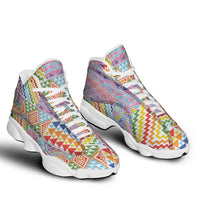 Aotearoa Kowhaiwhai Taniko Patchwork Rainbow Motifs Sneakers J13