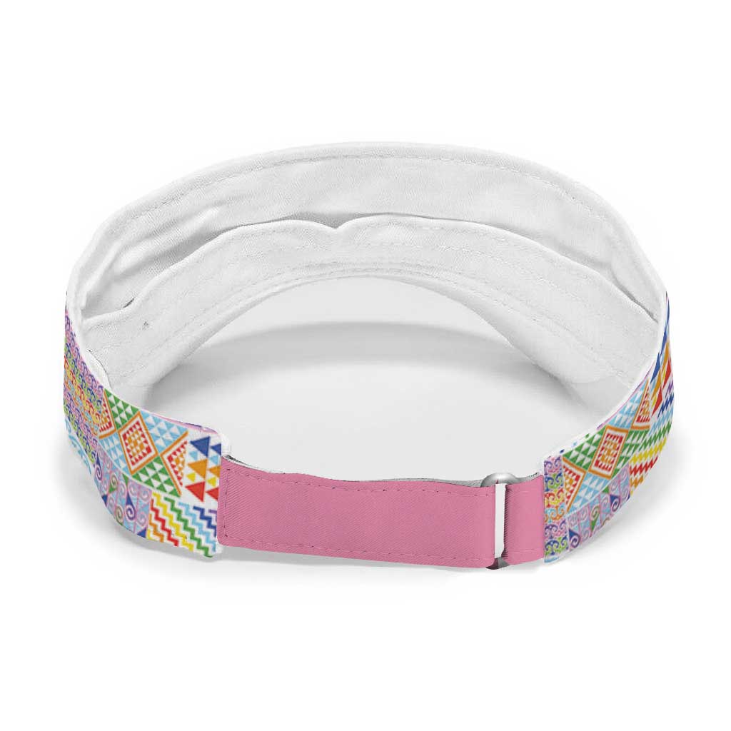 Aotearoa Kowhaiwhai Taniko Patchwork Rainbow Motifs Sun Visor Cap