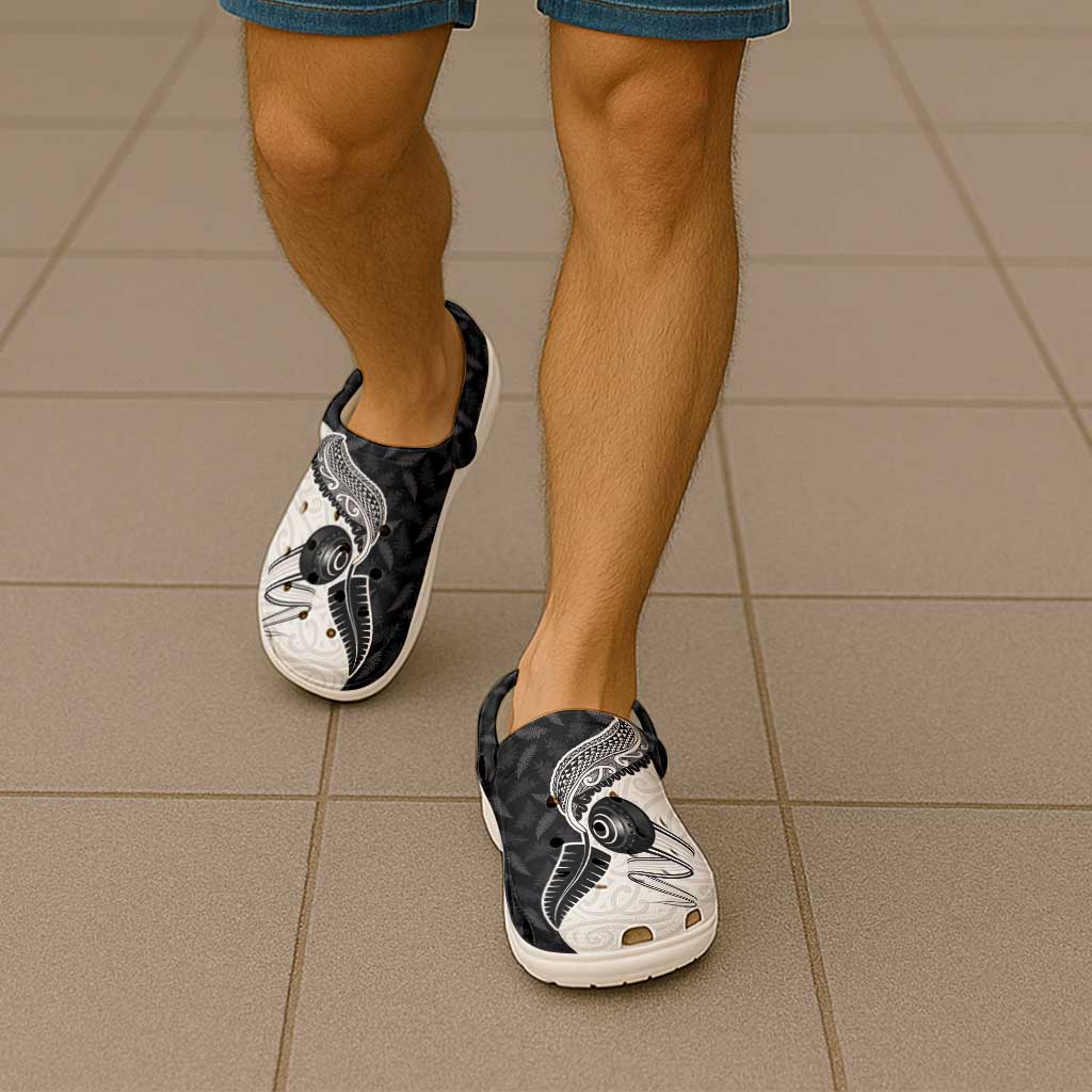 Aotearoa Lawn Bowls Clogs Shoes Maori and Silver Fern Half Style - Polynesian Pride