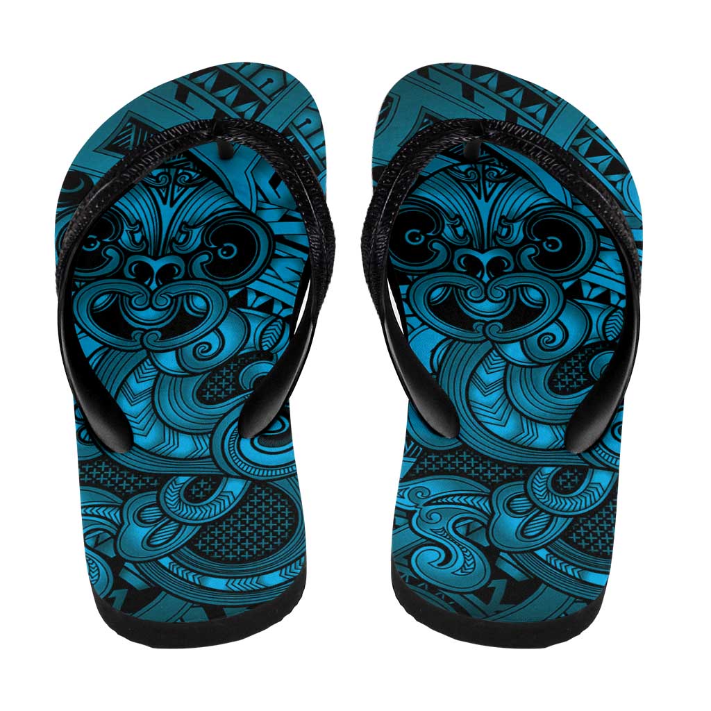Aotearoa Maori Hei Tiki Flip Flops Kikorangi Kowhaiwhai Puhoro Motif LT9 - Polynesian Pride