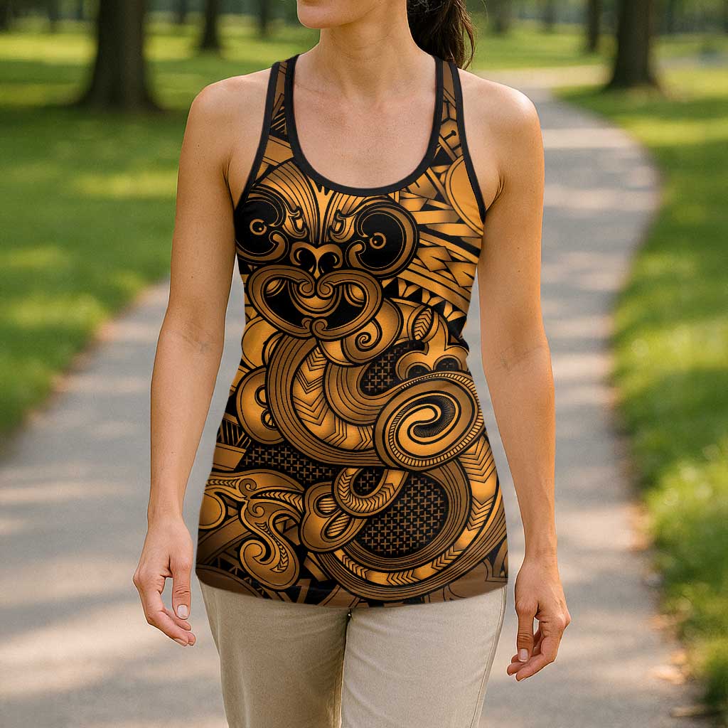 Aotearoa Maori Hei Tiki Hollow Tank Top Koura Kowhaiwhai Puhoro Motif LT9 - Polynesian Pride