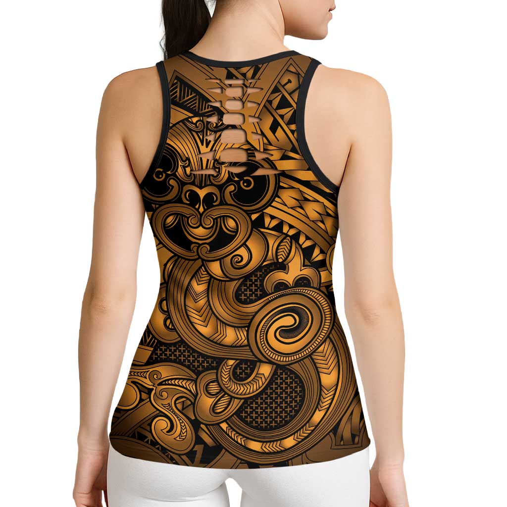 Aotearoa Maori Hei Tiki Hollow Tank Top Koura Kowhaiwhai Puhoro Motif LT9 - Polynesian Pride