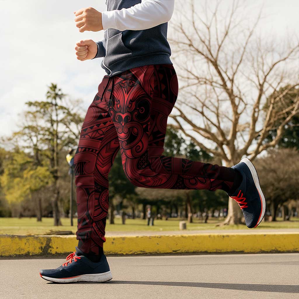 Aotearoa Maori Hei Tiki Jogger Pants Whero Kowhaiwhai Puhoro Motif LT9 - Polynesian Pride