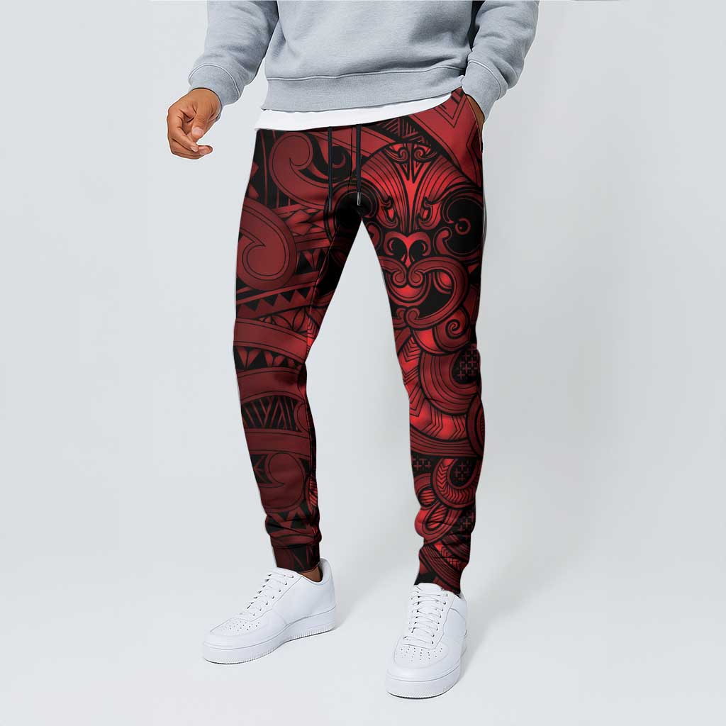 Aotearoa Maori Hei Tiki Jogger Pants Whero Kowhaiwhai Puhoro Motif LT9 - Polynesian Pride