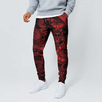 Aotearoa Maori Hei Tiki Jogger Pants Whero Kowhaiwhai Puhoro Motif LT9 - Polynesian Pride