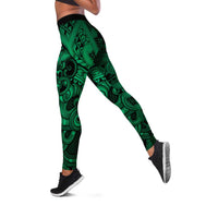 Aotearoa Maori Hei Tiki Leggings Kakariki Kowhaiwhai Puhoro Motif LT9 Green - Polynesian Pride