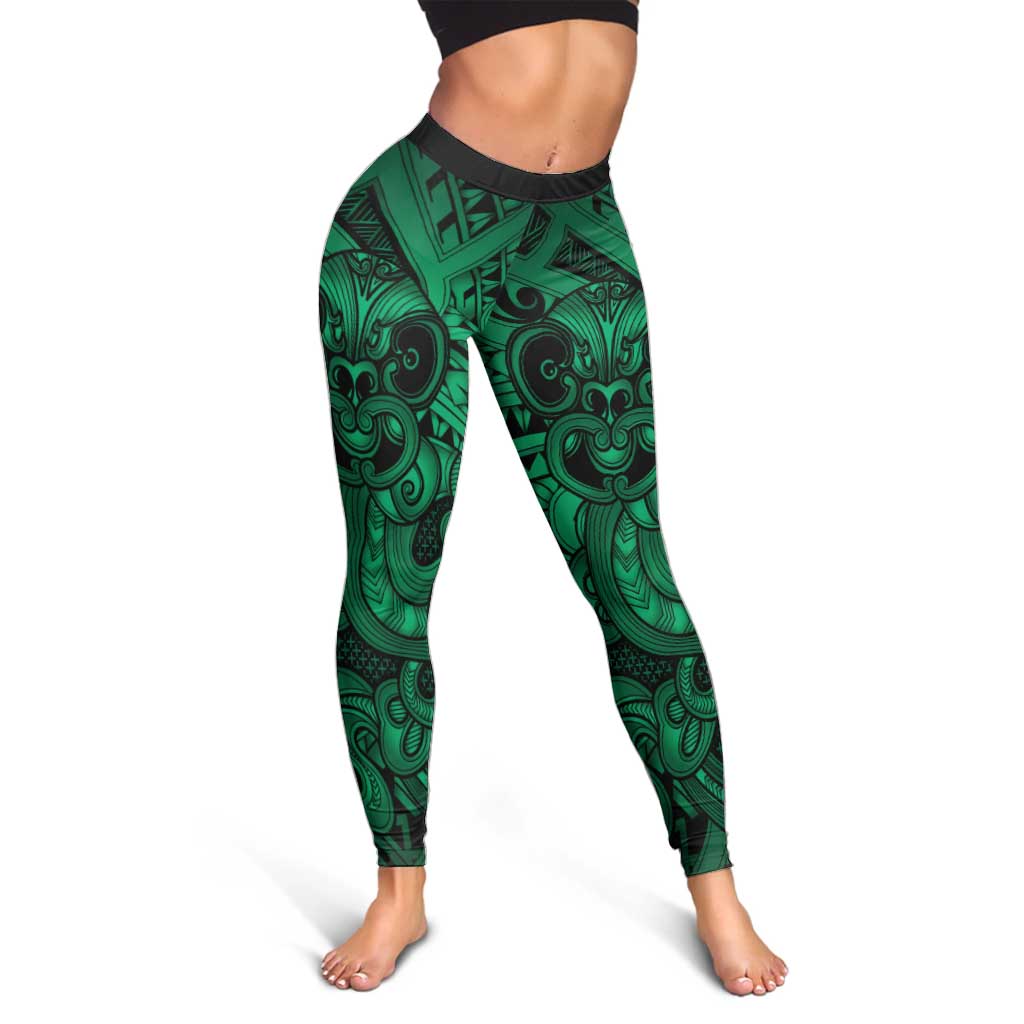 Aotearoa Maori Hei Tiki Leggings Kakariki Kowhaiwhai Puhoro Motif LT9 - Polynesian Pride