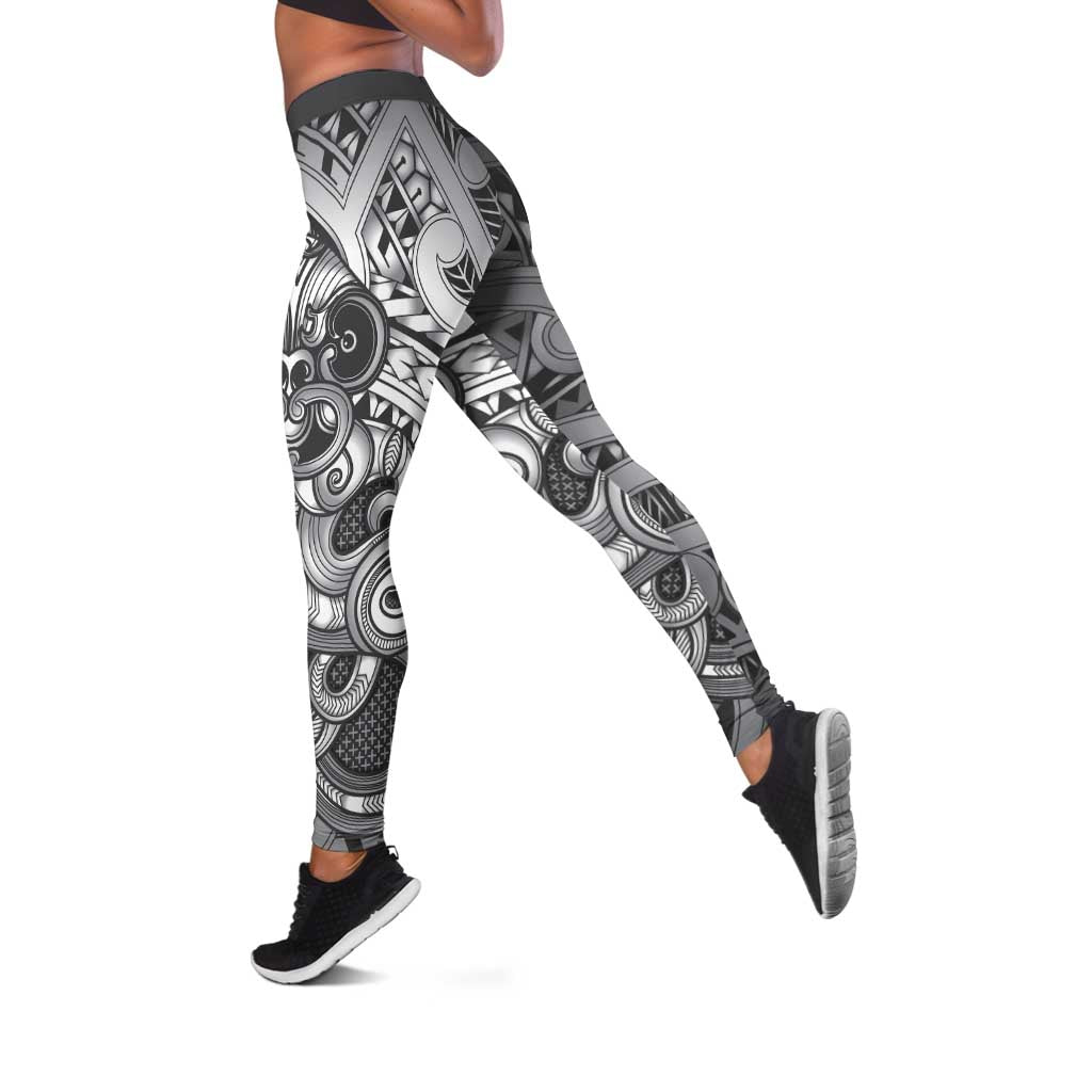 Aotearoa Maori Hei Tiki Leggings Kiwikiwi Kowhaiwhai Puhoro Motif