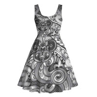Aotearoa Maori Hei Tiki Midi Dress Kiwikiwi Kowhaiwhai Puhoro Motif LT9 - Polynesian Pride
