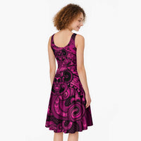 Aotearoa Maori Hei Tiki Midi Dress Mawhero Kowhaiwhai Puhoro Motif LT9 - Polynesian Pride