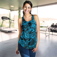 Aotearoa Maori Hei Tiki Women Racerback Tank Kikorangi Kowhaiwhai Puhoro Motif