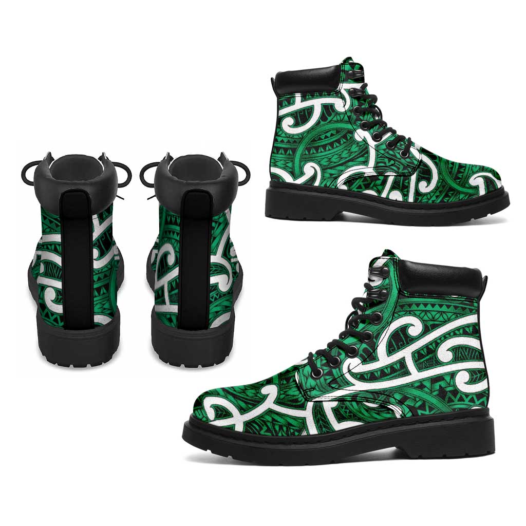 Aotearoa Maori Kowhaiwhai All Season Boots Kakariki Puhoro and Patiki LT9 - Polynesian Pride