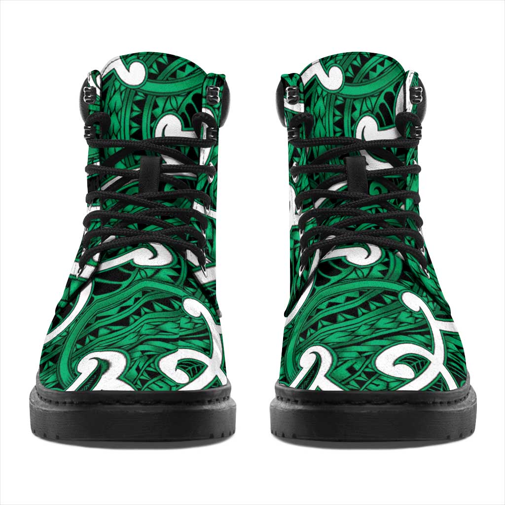 Aotearoa Maori Kowhaiwhai All Season Boots Kakariki Puhoro and Patiki LT9 - Polynesian Pride