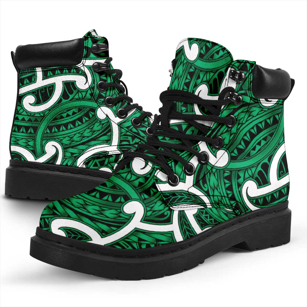 Aotearoa Maori Kowhaiwhai All Season Boots Kakariki Puhoro and Patiki LT9 - Polynesian Pride
