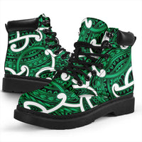 Aotearoa Maori Kowhaiwhai All Season Boots Kakariki Puhoro and Patiki LT9 - Polynesian Pride