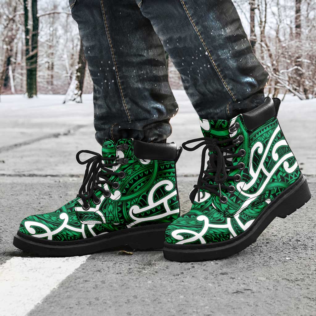 Aotearoa Maori Kowhaiwhai All Season Boots Kakariki Puhoro and Patiki LT9 - Polynesian Pride