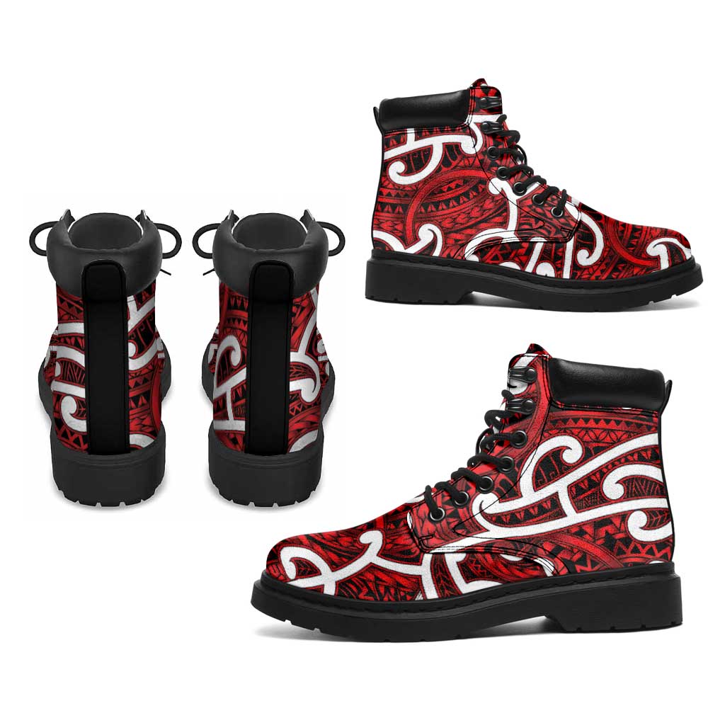 Aotearoa Maori Kowhaiwhai All Season Boots Whero Puhoro and Patiki LT9 - Polynesian Pride