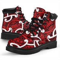 Aotearoa Maori Kowhaiwhai All Season Boots Whero Puhoro and Patiki LT9 - Polynesian Pride