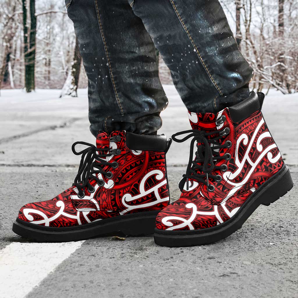 Aotearoa Maori Kowhaiwhai All Season Boots Whero Puhoro and Patiki LT9 - Polynesian Pride
