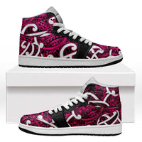 Aotearoa Maori Kowhaiwhai High Sneakers AJ1 Mawhero Puhoro and Patiki LT9 Pink - Polynesian Pride