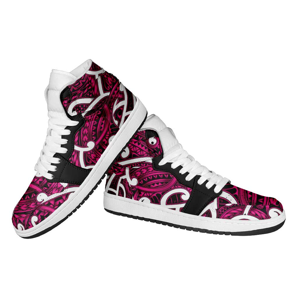 Aotearoa Maori Kowhaiwhai High Sneakers AJ1 Mawhero Puhoro and Patiki LT9 - Polynesian Pride