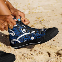 Aotearoa Maori Kowhaiwhai High Top Shoes Kikorangi Puhoro and Patiki LT9 - Polynesian Pride