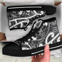 Aotearoa Maori Kowhaiwhai High Top Shoes Kiwikiwi Puhoro and Patiki LT9 Grey - Polynesian Pride