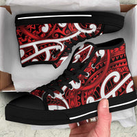 Aotearoa Maori Kowhaiwhai High Top Shoes Whero Puhoro and Patiki LT9 Red - Polynesian Pride