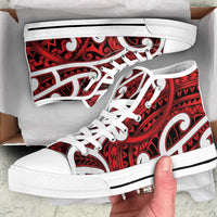 Aotearoa Maori Kowhaiwhai High Top Shoes Whero Puhoro and Patiki LT9 Red - Polynesian Pride