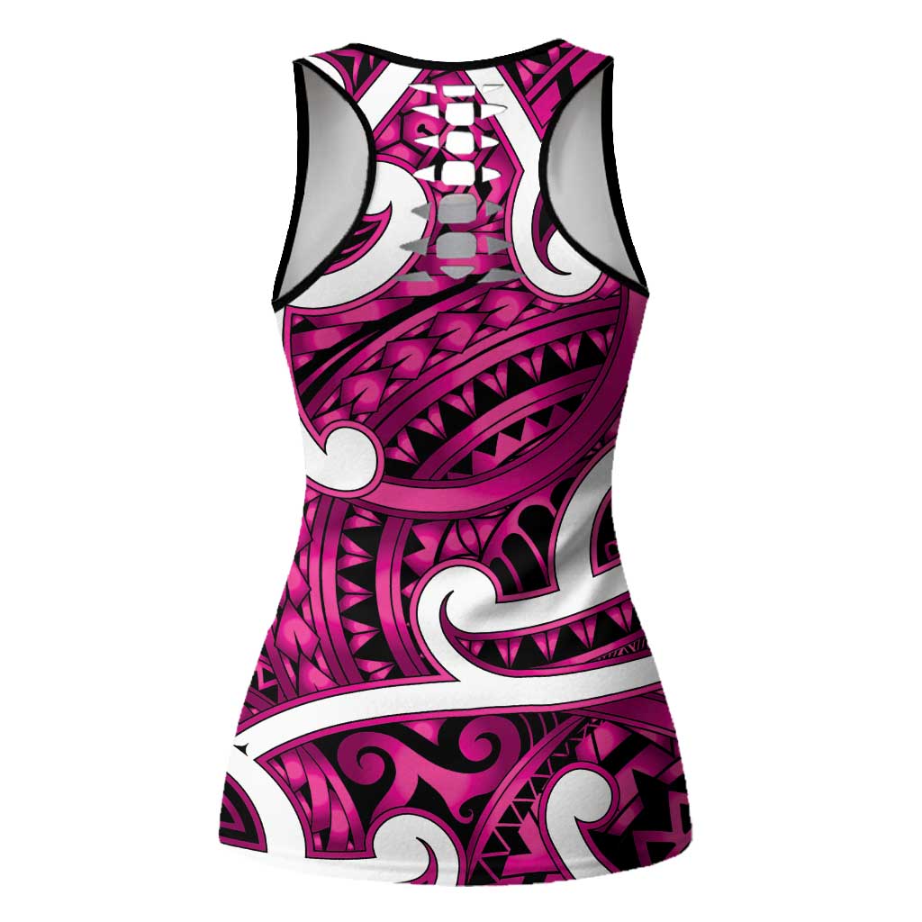 Aotearoa Maori Kowhaiwhai Hollow Tank Top Mawhero Puhoro and Patiki LT9 - Polynesian Pride