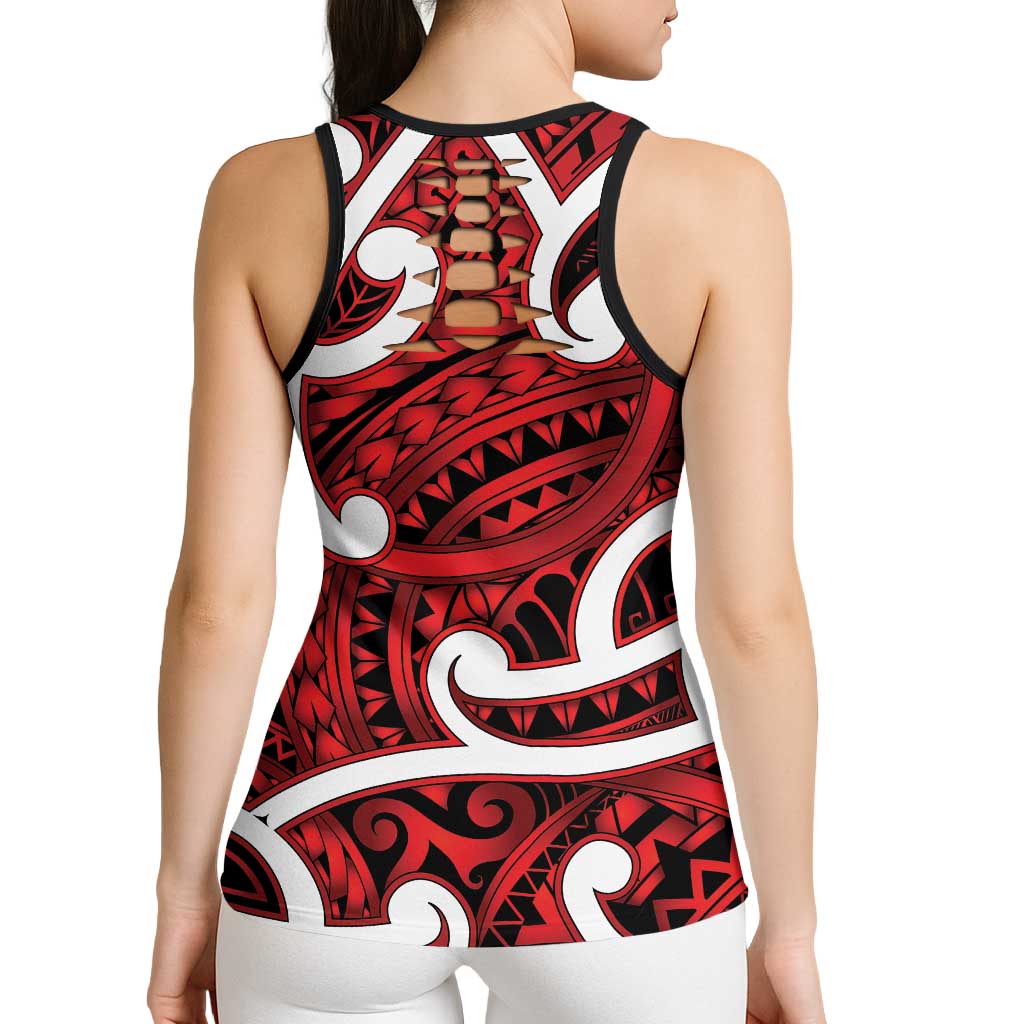 Aotearoa Maori Kowhaiwhai Hollow Tank Top Whero Puhoro and Patiki LT9 - Polynesian Pride