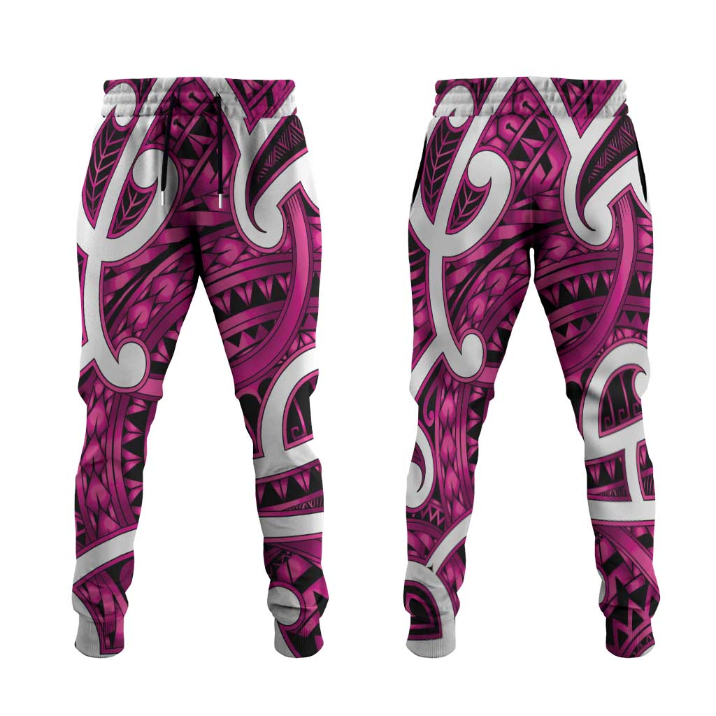 Aotearoa Maori Kowhaiwhai Jogger Pants Mawhero Puhoro and Patiki LT9 Pink - Polynesian Pride
