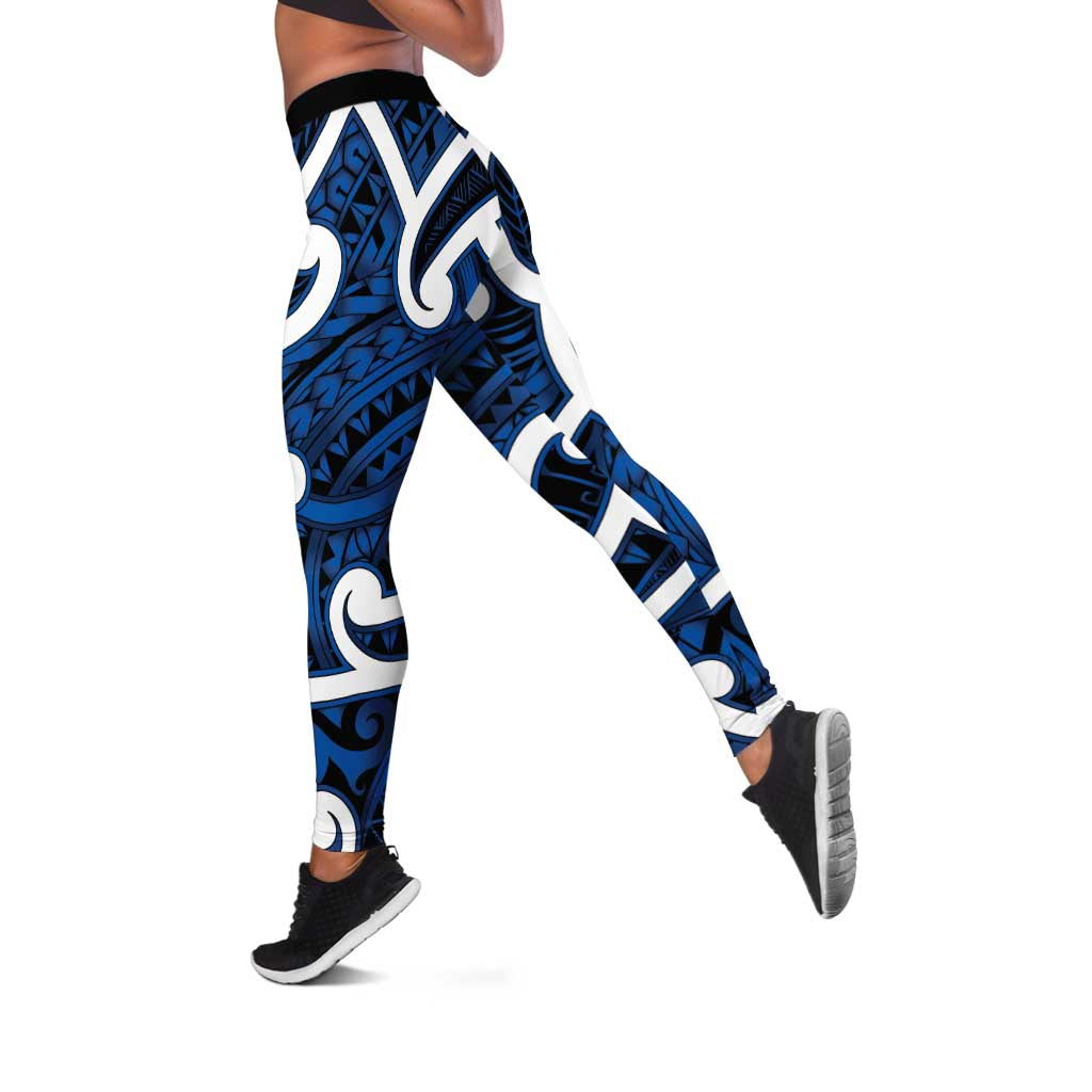 Aotearoa Maori Kowhaiwhai Leggings Kikorangi Puhoro and Patiki