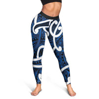 Aotearoa Maori Kowhaiwhai Leggings Kikorangi Puhoro and Patiki