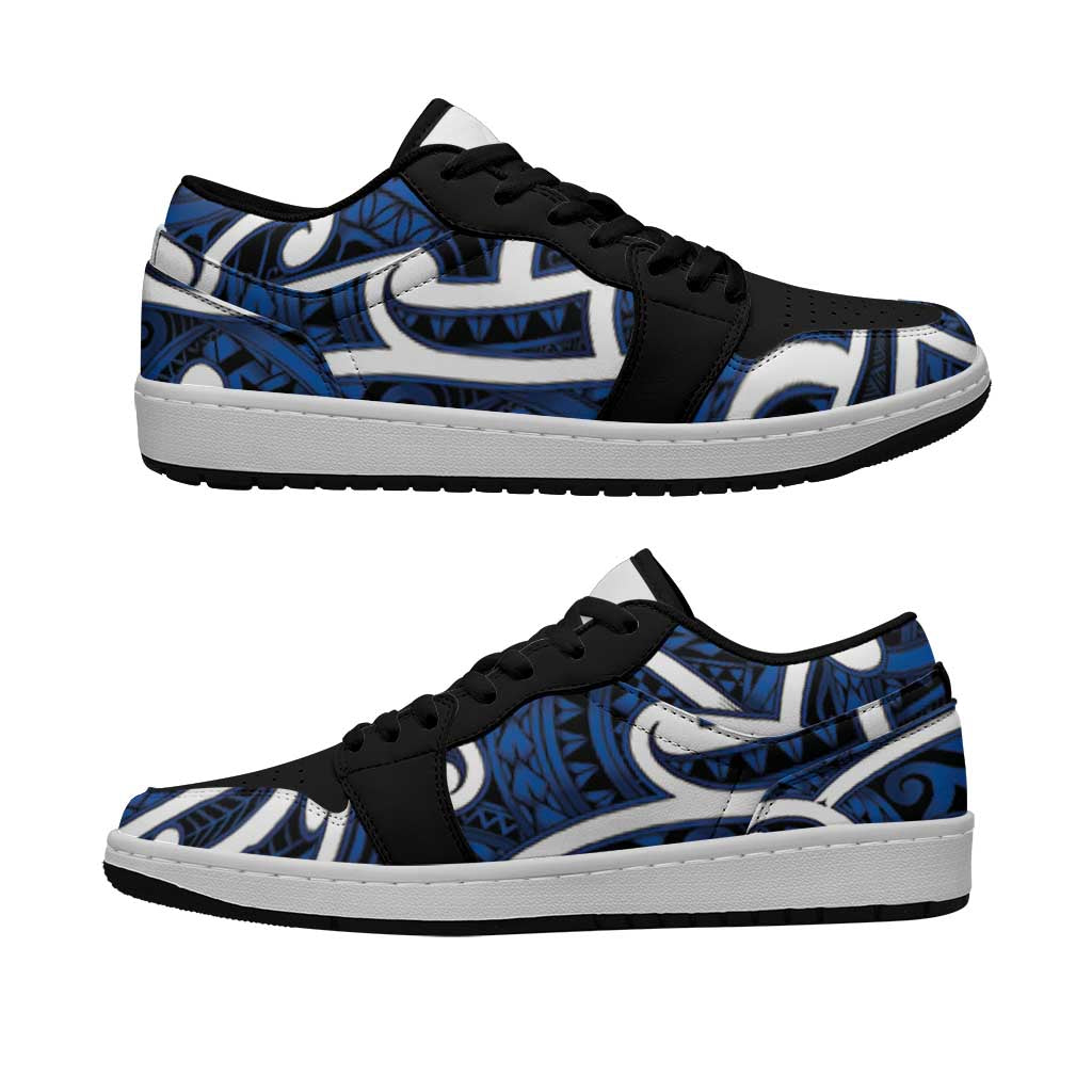 Aotearoa Maori Kowhaiwhai Low Sneakers Kikorangi Puhoro and Patiki LT9 Blue - Polynesian Pride