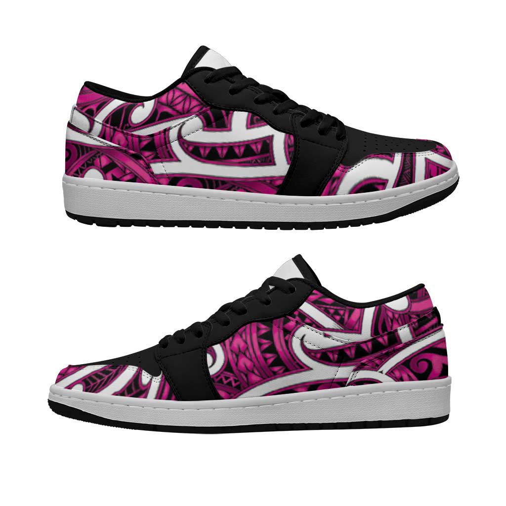 Aotearoa Maori Kowhaiwhai Low Sneakers Mawhero Puhoro and Patiki LT9 Pink - Polynesian Pride