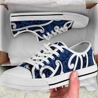 Aotearoa Maori Kowhaiwhai Low Top Shoes Kikorangi Puhoro and Patiki LT9 Blue - Polynesian Pride