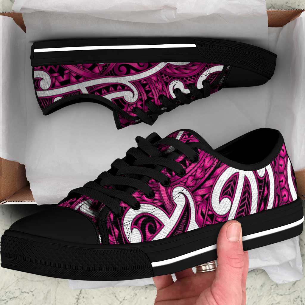 Aotearoa Maori Kowhaiwhai Low Top Shoes Mawhero Puhoro and Patiki LT9 Pink - Polynesian Pride