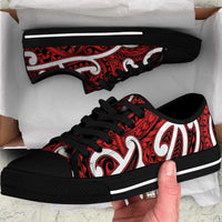 Aotearoa Maori Kowhaiwhai Low Top Shoes Whero Puhoro and Patiki LT9 Red - Polynesian Pride