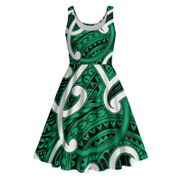 Aotearoa Maori Kowhaiwhai Midi Dress Kakariki Puhoro and Patiki LT9 Green - Polynesian Pride