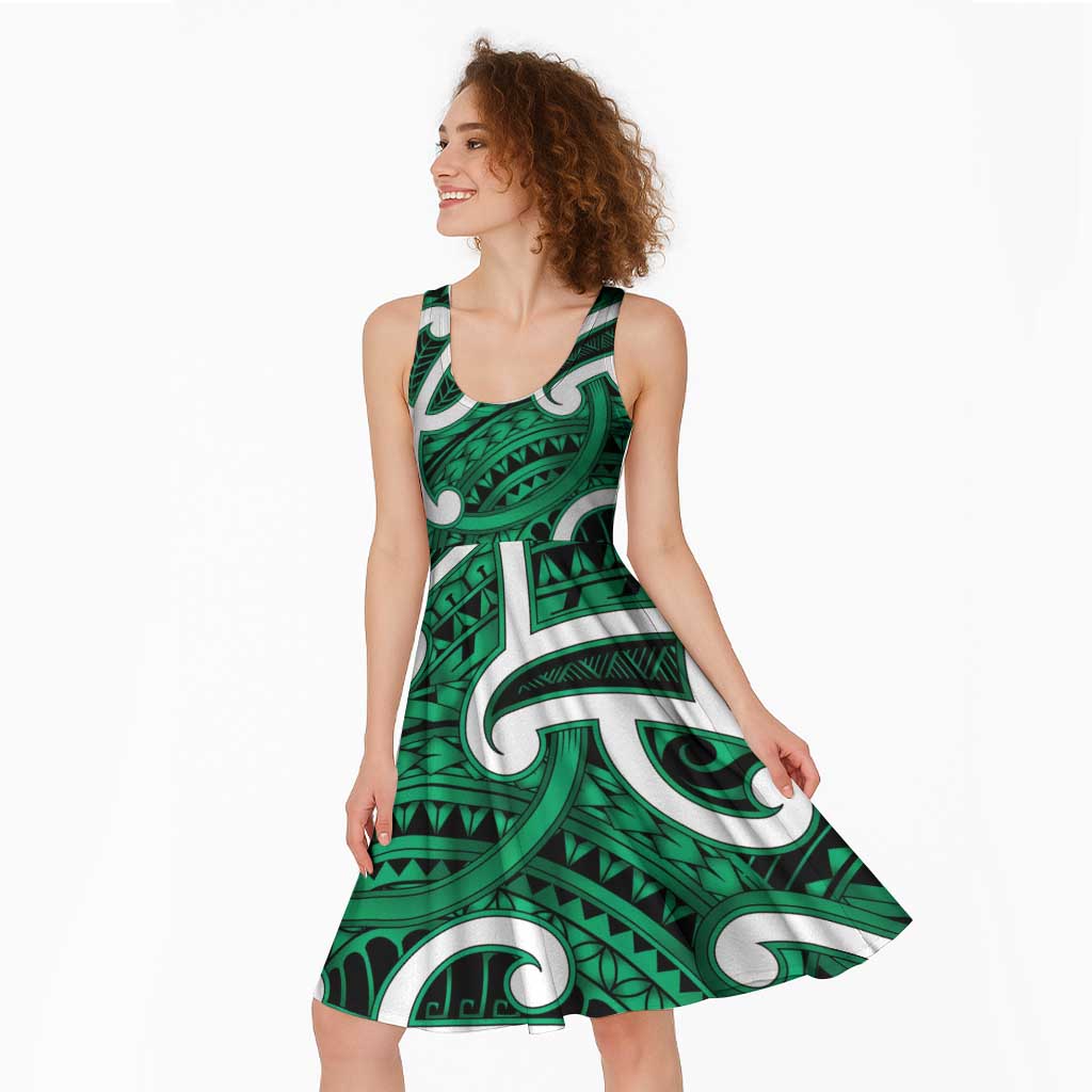 Aotearoa Maori Kowhaiwhai Midi Dress Kakariki Puhoro and Patiki LT9 - Polynesian Pride