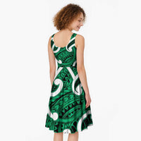 Aotearoa Maori Kowhaiwhai Midi Dress Kakariki Puhoro and Patiki LT9 - Polynesian Pride