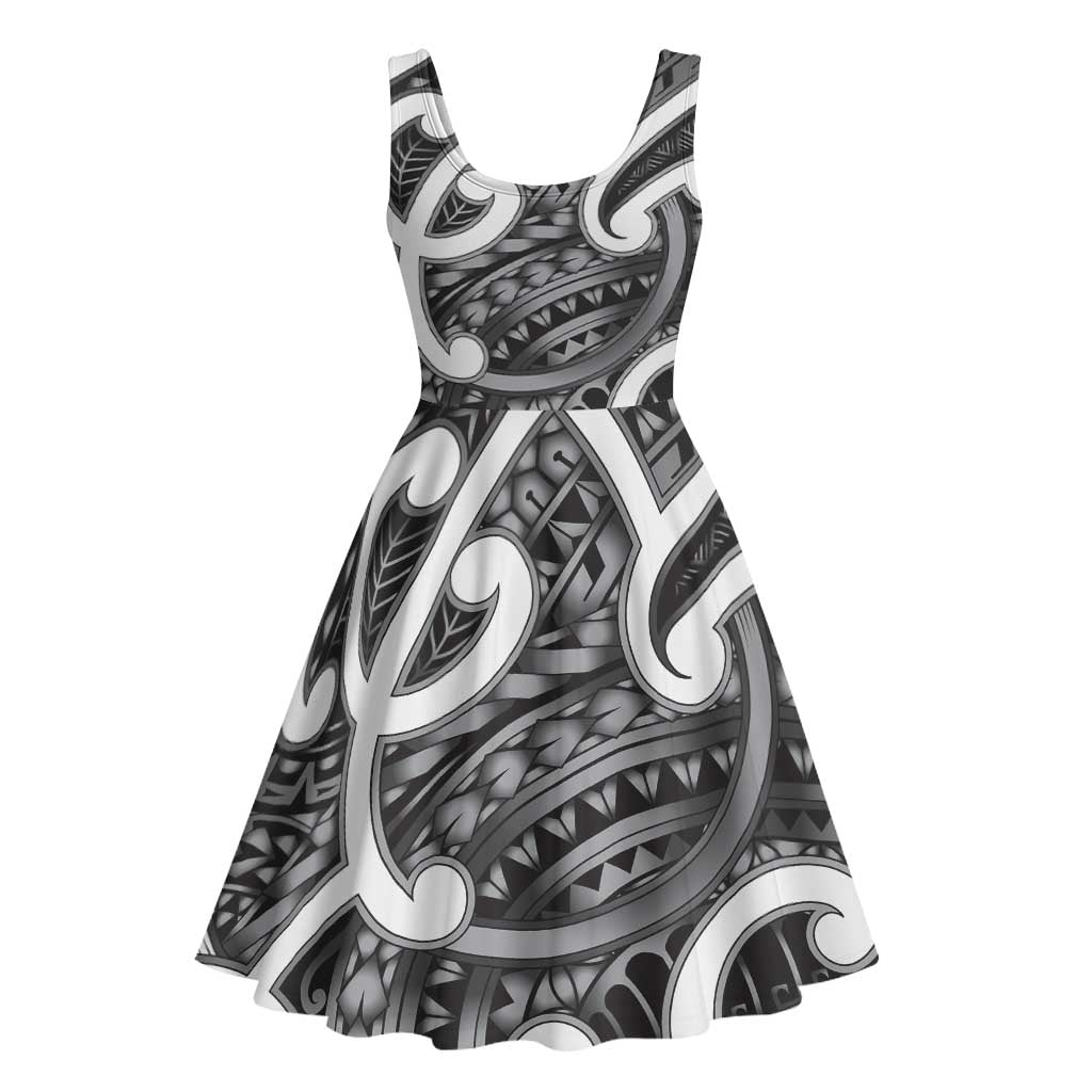 Aotearoa Maori Kowhaiwhai Midi Dress Kiwikiwi Puhoro and Patiki LT9 - Polynesian Pride