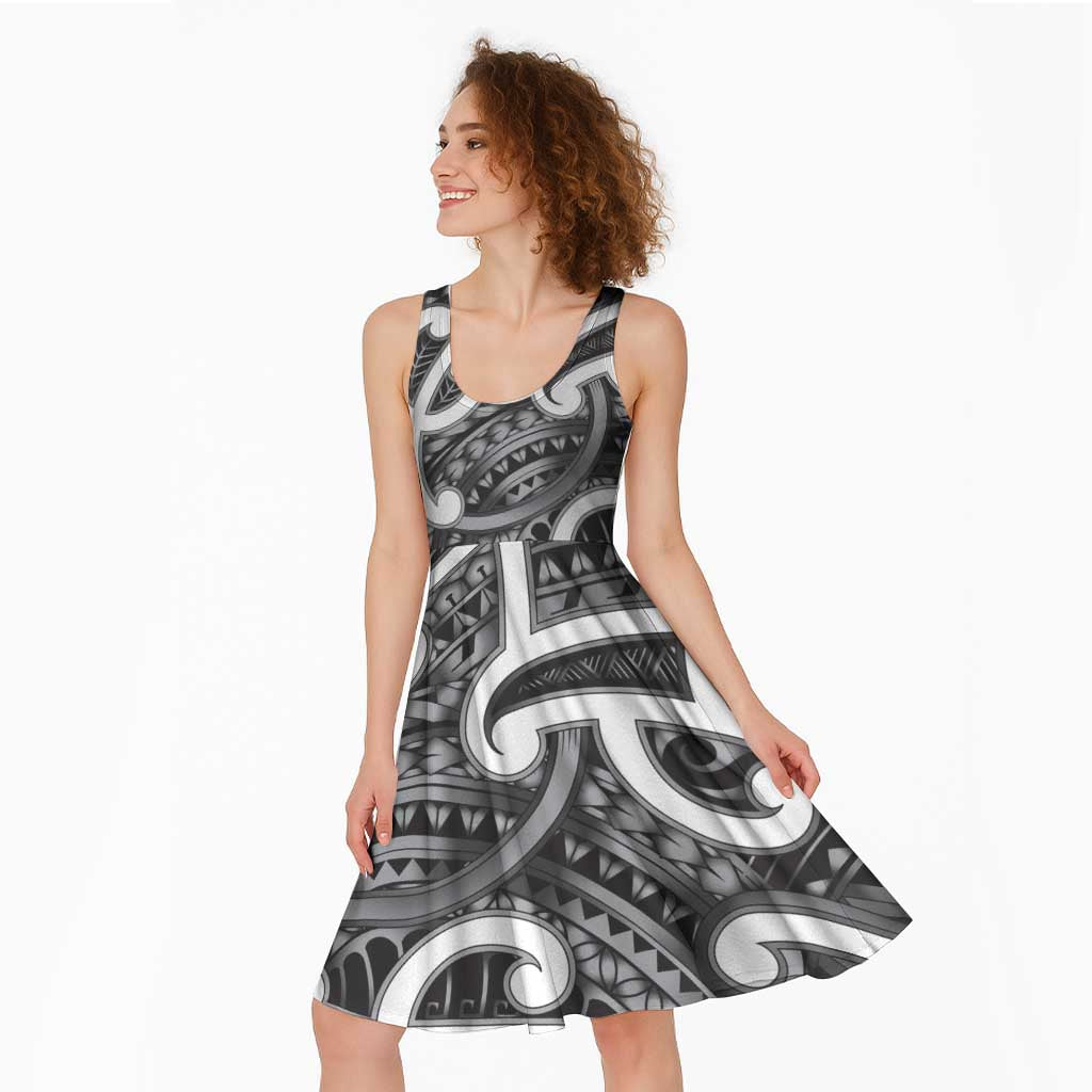 Aotearoa Maori Kowhaiwhai Midi Dress Kiwikiwi Puhoro and Patiki LT9 - Polynesian Pride
