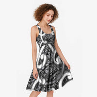 Aotearoa Maori Kowhaiwhai Midi Dress Kiwikiwi Puhoro and Patiki LT9 - Polynesian Pride