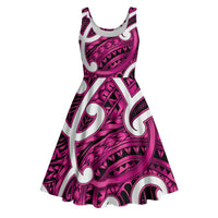 Aotearoa Maori Kowhaiwhai Midi Dress Mawhero Puhoro and Patiki LT9 Pink - Polynesian Pride