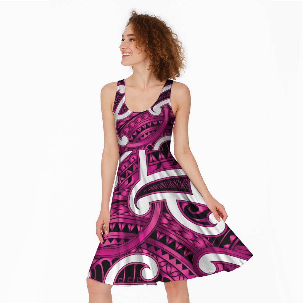 Aotearoa Maori Kowhaiwhai Midi Dress Mawhero Puhoro and Patiki LT9 - Polynesian Pride